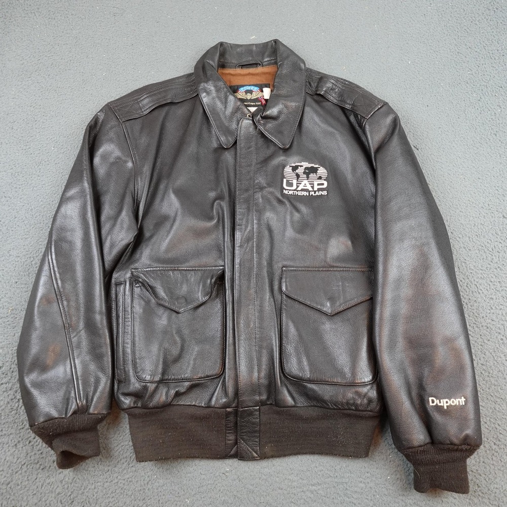 Cooper Type A-2 Jacket Mens Large Black Leather Bomber Full Zip USA Pockets